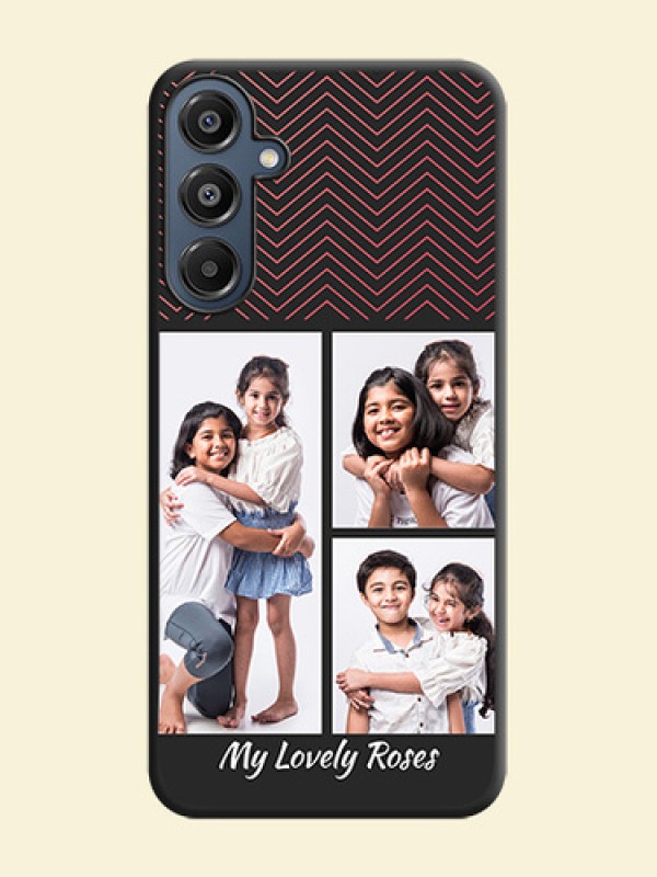 Wave Pattern with 3 Image Holder On Space Black Custom Soft Matte Mobile Back Cover - Galaxy F16 5G