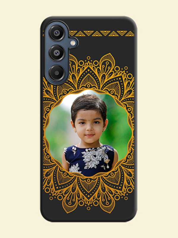 Round Image with Floral Design On Space Black Custom Soft Matte Mobile Back Cover - Galaxy F16 5G