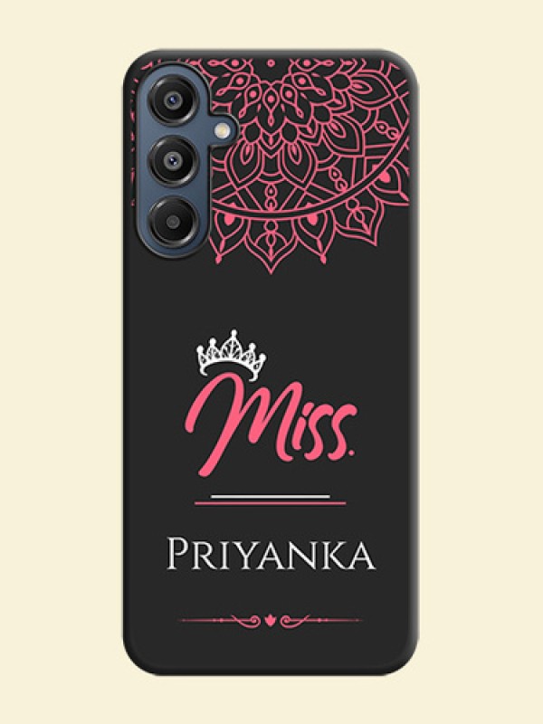 Mrs Name with Floral Design On Space Black Custom Soft Matte Mobile Back Cover - Galaxy F16 5G