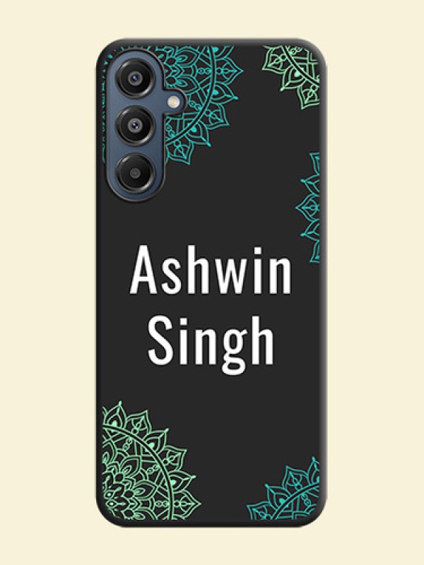 Your Name with Floral Design On Space Black Custom Soft Matte Mobile Back Cover - Galaxy F16 5G
