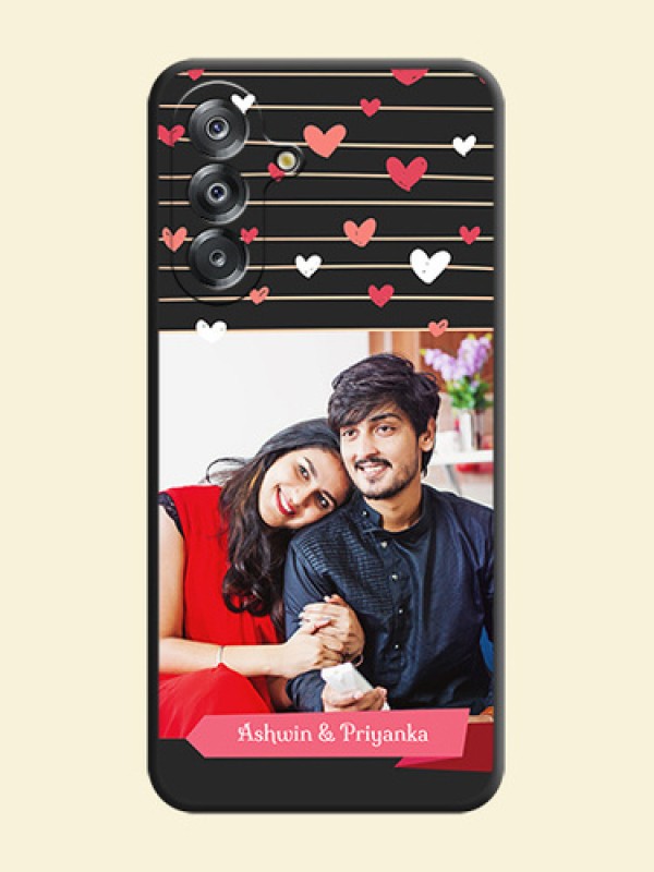 Love Pattern with Name on Pink Ribbon on Photo On Space Black Custom Soft Matte Mobile Back Cover - Samsung Galaxy F17 5G