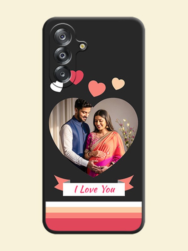 Love Shaped Photo with Colorful Stripes On Space Black Custom Soft Matte Mobile Back Cover - Samsung Galaxy F17 5G