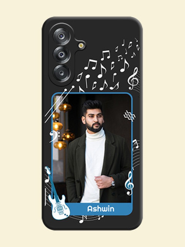 Musical Theme Design with Text on Photo On Space Black Custom Soft Matte Mobile Back Cover - Samsung Galaxy F17 5G