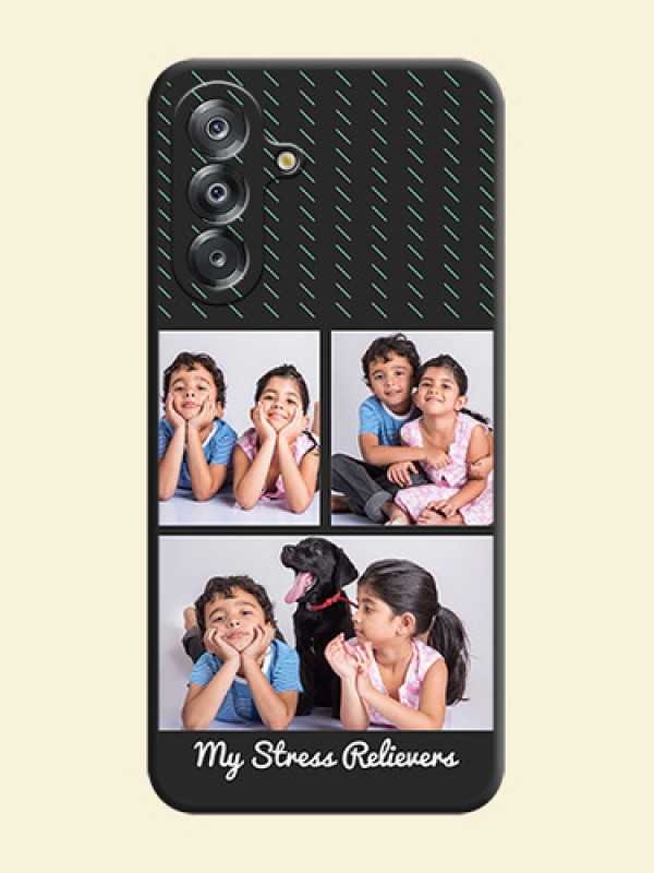 Cross Dotted Pattern with 2 Image Holder On Space Black Custom Soft Matte Mobile Back Cover - Samsung Galaxy F17 5G