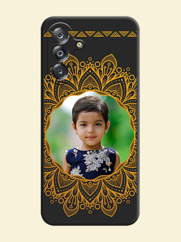 Round Image with Floral Design On Space Black Custom Soft Matte Mobile Back Cover - Samsung Galaxy F17 5G