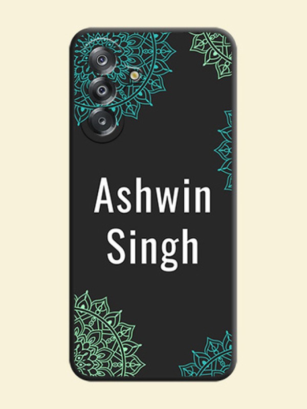 Your Name with Floral Design On Space Black Custom Soft Matte Mobile Back Cover - Samsung Galaxy F17 5G