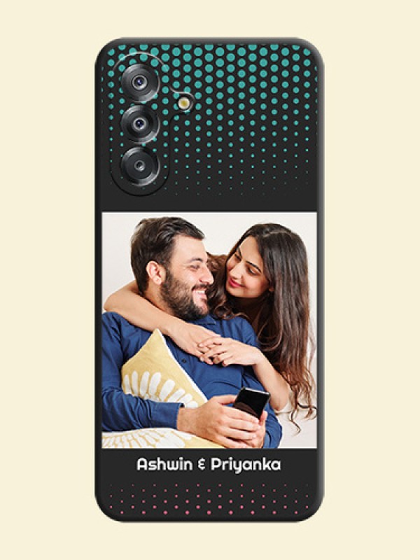 Faded Dots with Grunge Photo Frame and Text On Space Black Custom Soft Matte Mobile Back Cover - Samsung Galaxy F17 5G