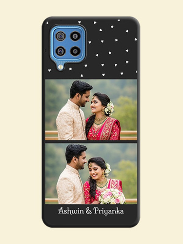 Miniature Love Symbols with Name on Space Black Custom Soft Matte Back Cover - Galaxy F22