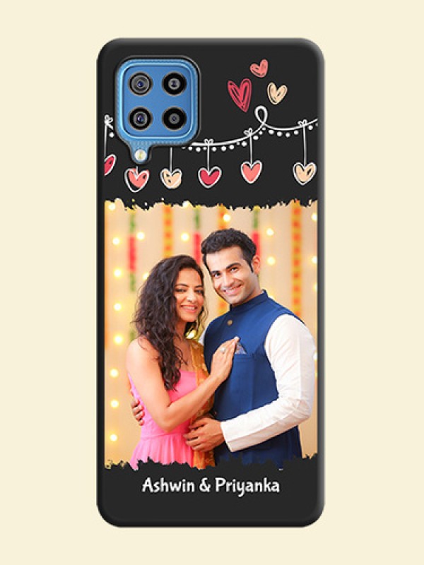 Pink Love Hangings with Name on Space Black Custom Soft Matte Phone Cases - Galaxy F22
