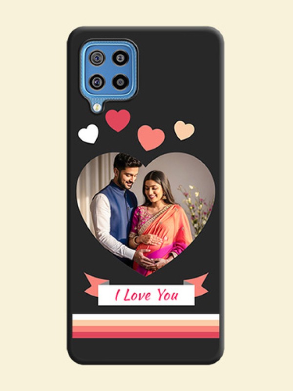 Love Shaped Photo with Colorful Stripes on Personalised Space Black Soft Matte Cases - Galaxy F22