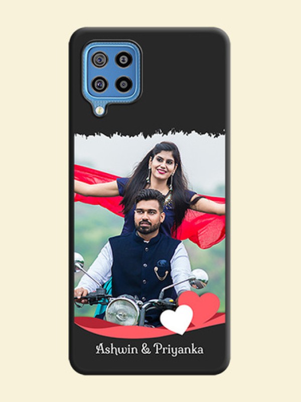 Pin Color Love Shaped Ribbon Design with Text on Space Black Custom Soft Matte Phone Back Cover - Galaxy F22