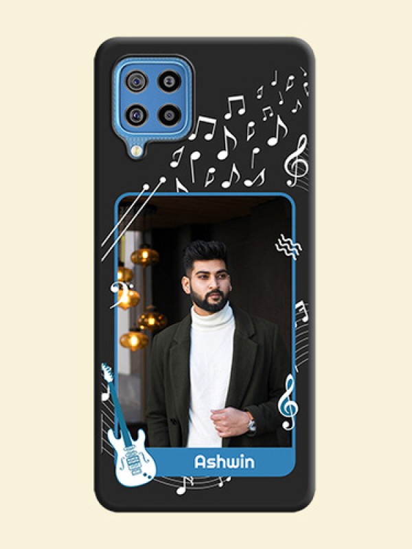 Musical Theme Design with Text on Photo on Space Black Soft Matte Mobile Case - Galaxy F22