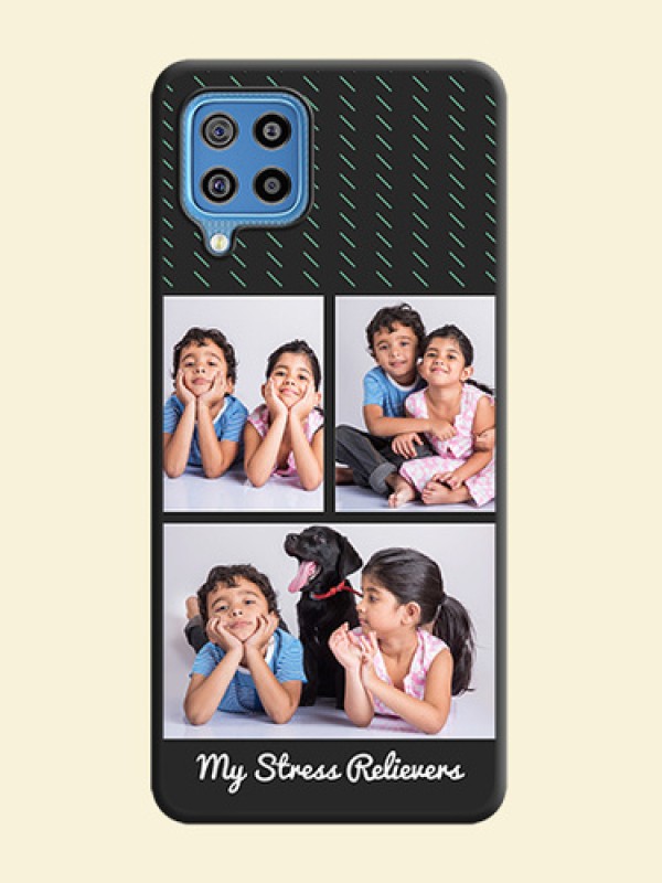 Cross Dotted Pattern with 2 Image Holder  on Personalised Space Black Soft Matte Cases - Galaxy F22