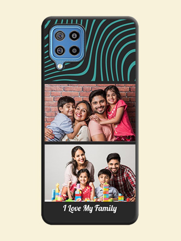 Wave Pattern with 2 Image Holder on Space Black Personalized Soft Matte Phone Covers - Galaxy F22