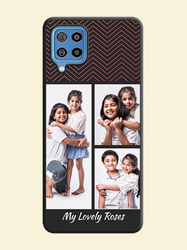 Wave Pattern with 3 Image Holder on Space Black Custom Soft Matte Back Cover - Galaxy F22