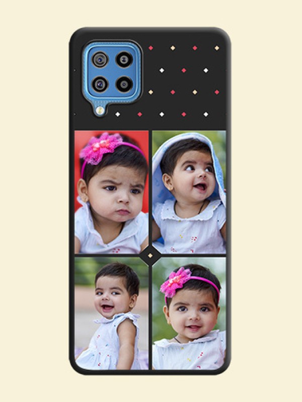 Multicolor Dotted Pattern with 4 Image Holder on Space Black Custom Soft Matte Phone Cases - Galaxy F22