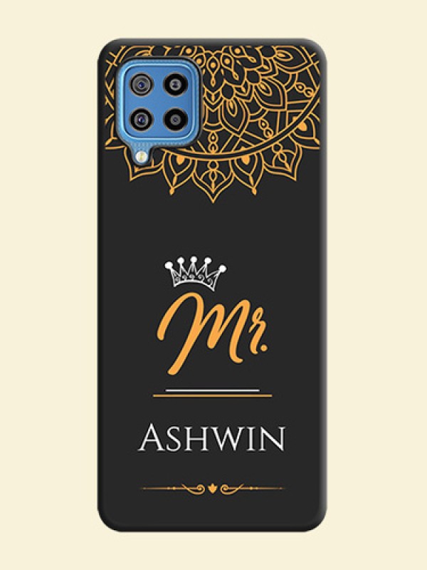 Mr Name with Floral Design  on Personalised Space Black Soft Matte Cases - Galaxy F22