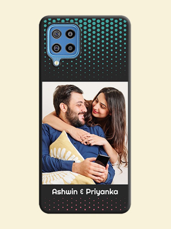 Faded Dots with Grunge Photo Frame and Text on Space Black Custom Soft Matte Phone Cases - Galaxy F22