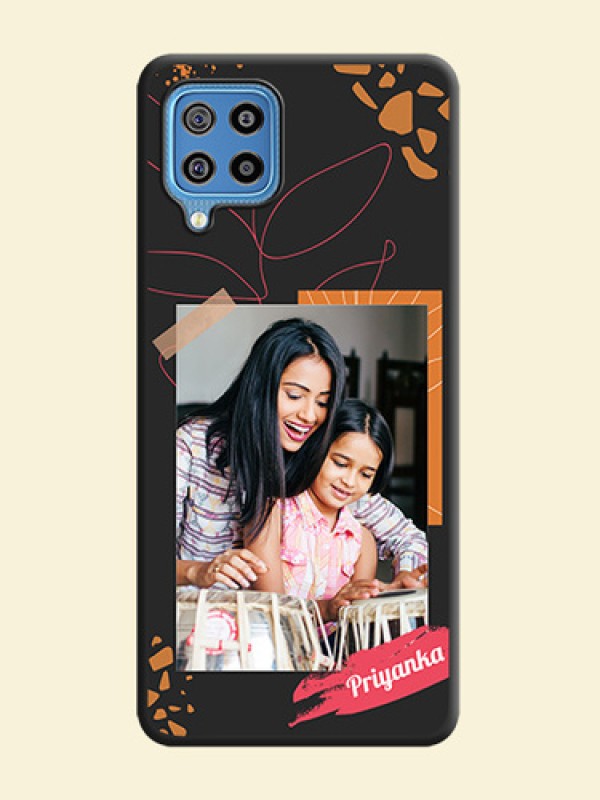 Orange Photo Frame on Space Black Custom Soft Matte Phone Back Cover - Galaxy F22