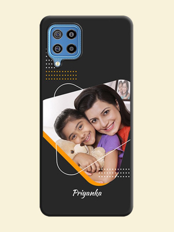 Yellow Triangle on Photo on Space Black Soft Matte Phone Cover - Galaxy F22