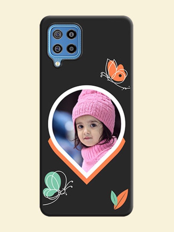 Upload Pic With Simple Butterly Design On Space Black Personalized Soft Matte Phone Covers -Samsung Galaxy F22