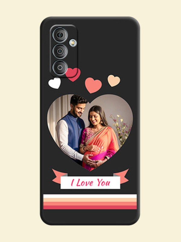 Love Shaped Photo with Colorful Stripes on Personalised Space Black Soft Matte Cases - Galaxy F23