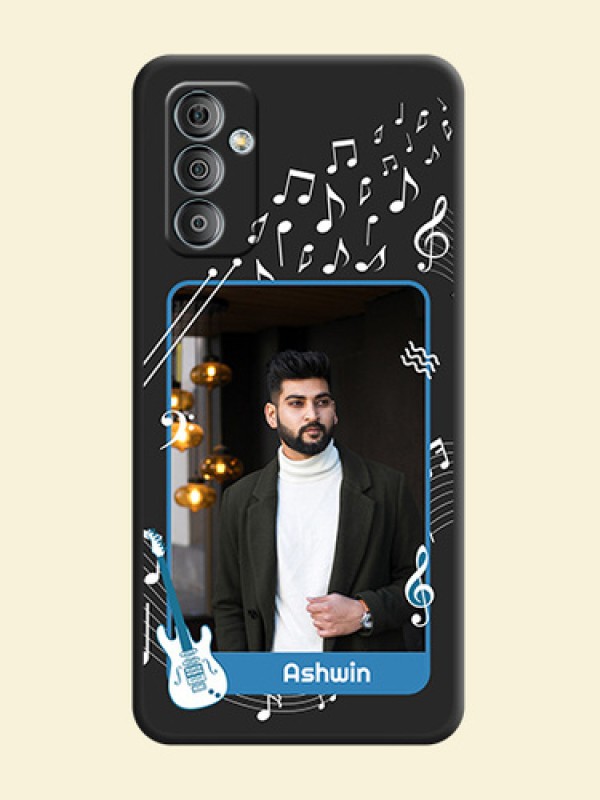 Musical Theme Design with Text on Photo on Space Black Soft Matte Mobile Case - Galaxy F23