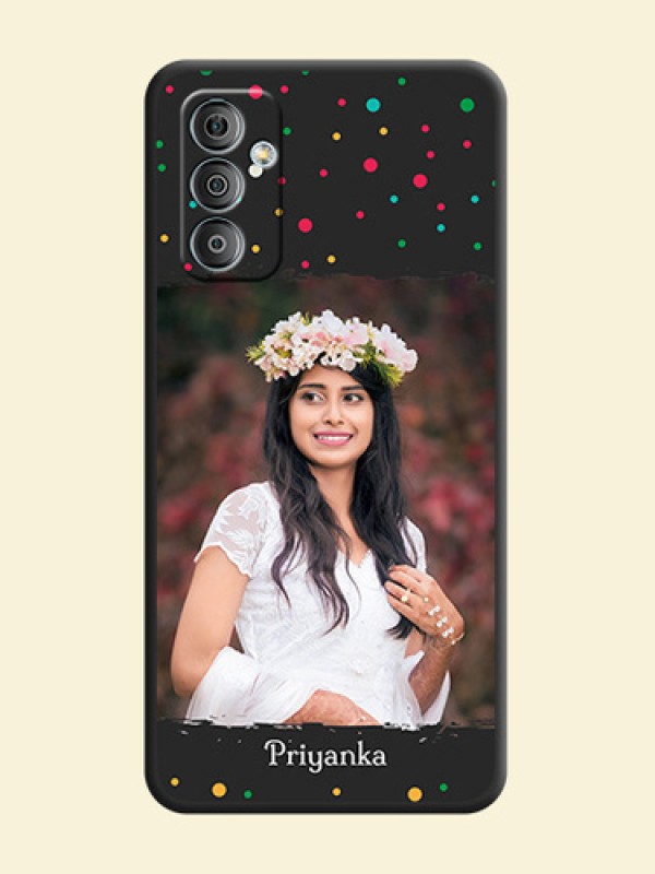 Multicolor Dotted Pattern with Text on Space Black Custom Soft Matte Phone Back Cover - Galaxy F23