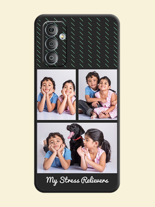 Cross Dotted Pattern with 2 Image Holder  on Personalised Space Black Soft Matte Cases - Galaxy F23