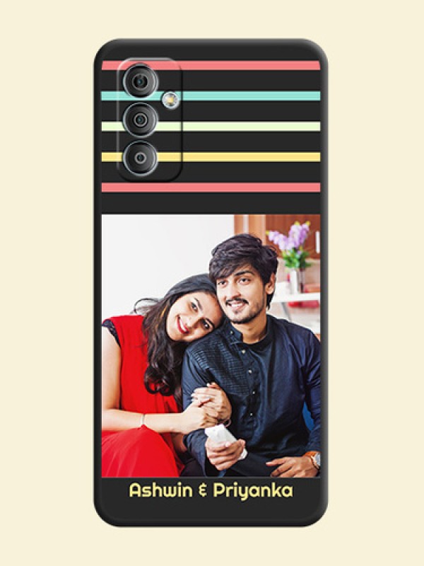 Color Stripes with Photo and Text on Photo on Space Black Soft Matte Mobile Case - Galaxy F23