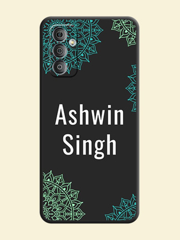Your Name with Floral Design on Space Black Custom Soft Matte Back Cover - Galaxy F23