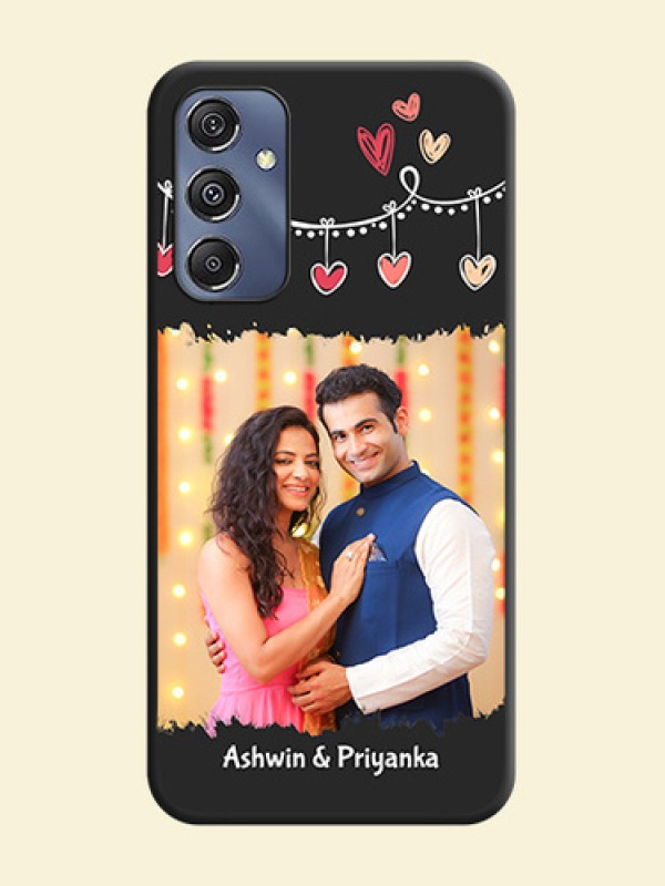Pink Love Hangings with Name on Space Black Custom Soft Matte Phone Cases - Galaxy F34 5G