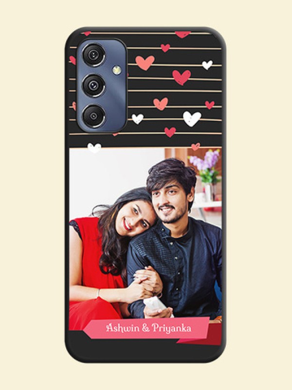 Love Pattern with Name on Pink Ribbon - Photo on Space Black Soft Matte Back Cover - Galaxy F34 5G