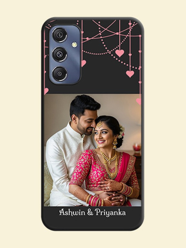 Pink Love Hangings with Text on Space Black Custom Soft Matte Back Cover - Galaxy F34 5G