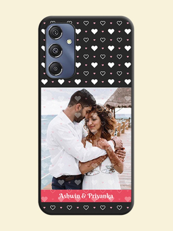 White Color Love Symbols with Text Design - Photo on Space Black Soft Matte Phone Cover - Galaxy F34 5G
