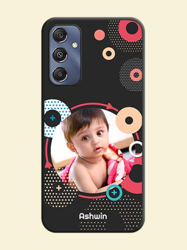 Multicoloured Round Image on Personalised Space Black Soft Matte Cases - Galaxy F34 5G