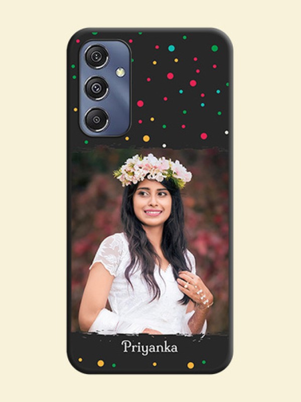 Multicolor Dotted Pattern with Text on Space Black Custom Soft Matte Phone Back Cover - Galaxy F34 5G