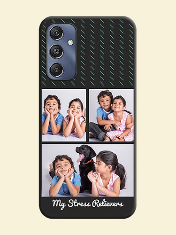 Cross Dotted Pattern with 2 Image Holder on Personalised Space Black Soft Matte Cases - Galaxy F34 5G