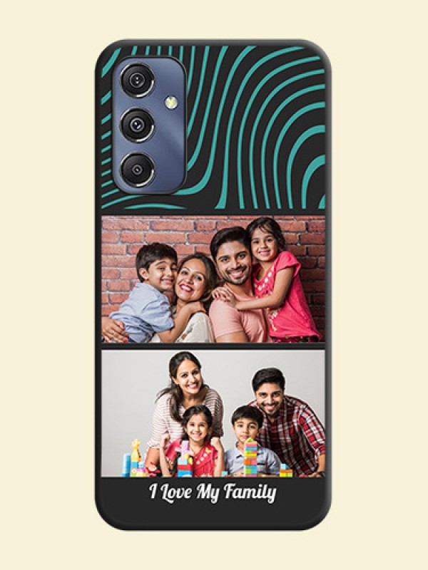 Wave Pattern with 2 Image Holder on Space Black Personalized Soft Matte Phone Covers - Galaxy F34 5G