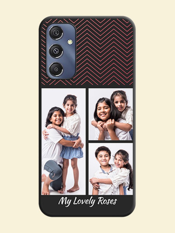 Wave Pattern with 3 Image Holder on Space Black Custom Soft Matte Back Cover - Galaxy F34 5G