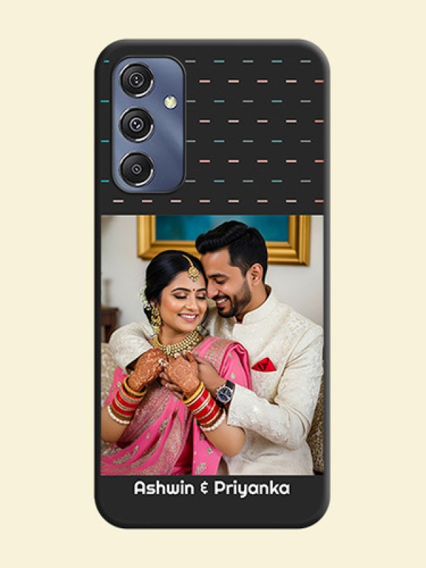 Line Pattern Design with Text on Space Black Custom Soft Matte Phone Back Cover - Galaxy F34 5G