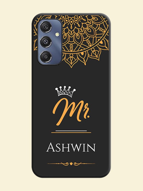 Mr Name with Floral Design on Personalised Space Black Soft Matte Cases - Galaxy F34 5G