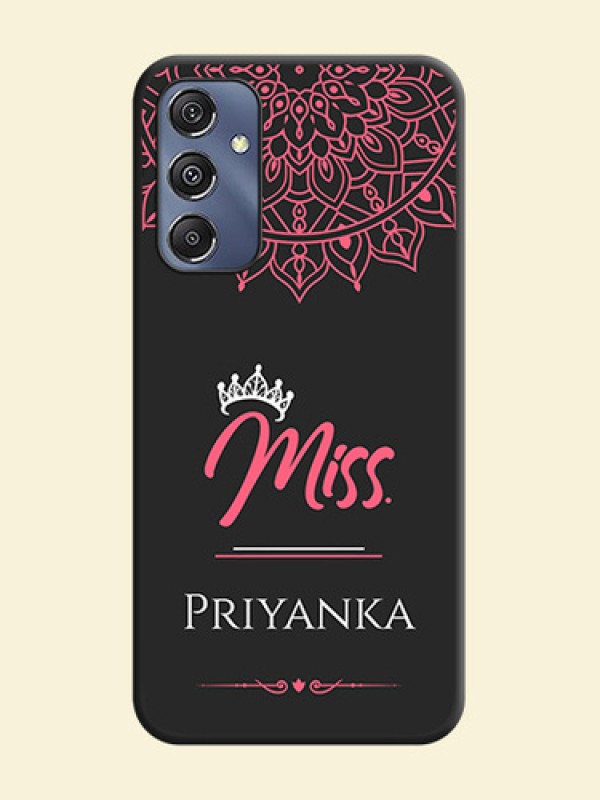 Mrs Name with Floral Design on Space Black Personalized Soft Matte Phone Covers - Galaxy F34 5G