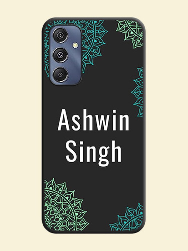 Your Name with Floral Design on Space Black Custom Soft Matte Back Cover - Galaxy F34 5G