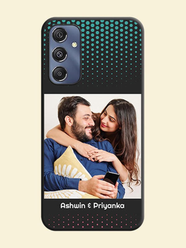 Faded Dots with Grunge Photo Frame and Text on Space Black Custom Soft Matte Phone Cases - Galaxy F34 5G