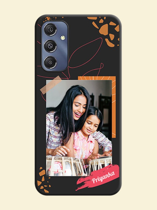 Orange Photo Frame on Space Black Custom Soft Matte Phone Back Cover - Galaxy F34 5G