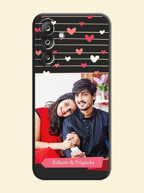 Love Pattern with Name on Pink Ribbon on Photo On Space Black Custom Soft Matte Mobile Back Cover - Samsung Galaxy F36 5G