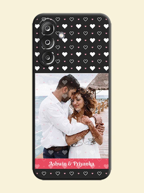 White Color Love Symbols with Text Design on Photo On Space Black Custom Soft Matte Mobile Back Cover - Samsung Galaxy F36 5G