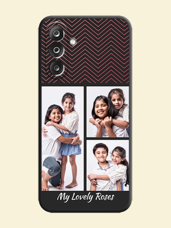Wave Pattern with 3 Image Holder On Space Black Custom Soft Matte Mobile Back Cover - Samsung Galaxy F36 5G