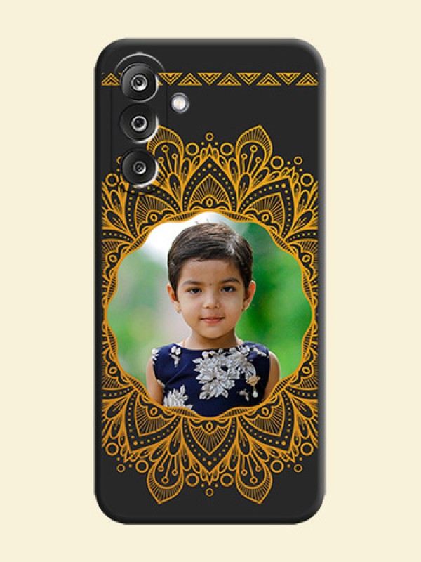 Round Image with Floral Design On Space Black Custom Soft Matte Mobile Back Cover - Samsung Galaxy F36 5G